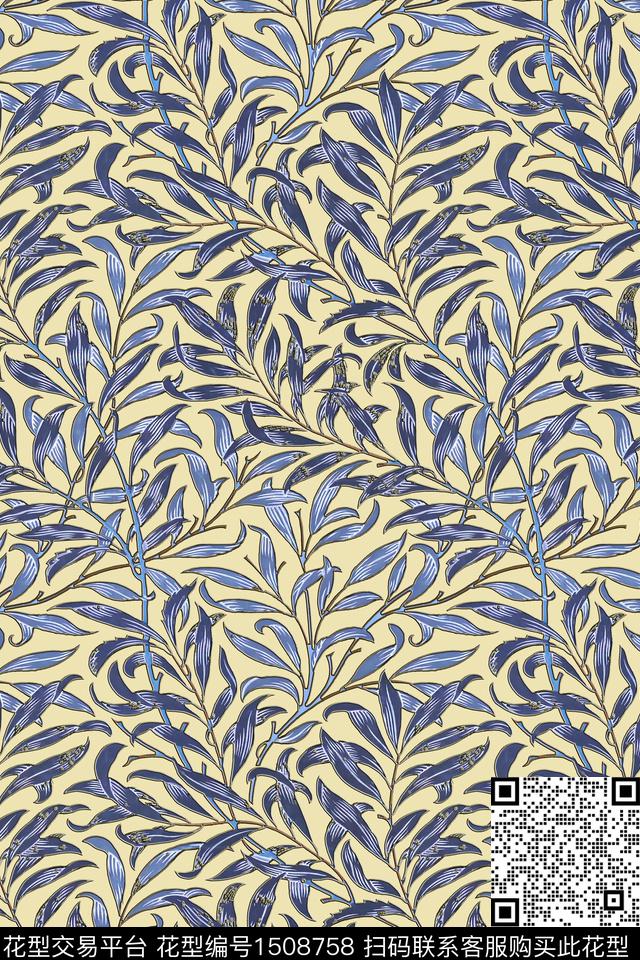 花卉香云纱中国风数码印花华亿平台下载（图片编号: 1508758） - 瓦栏（Walan）