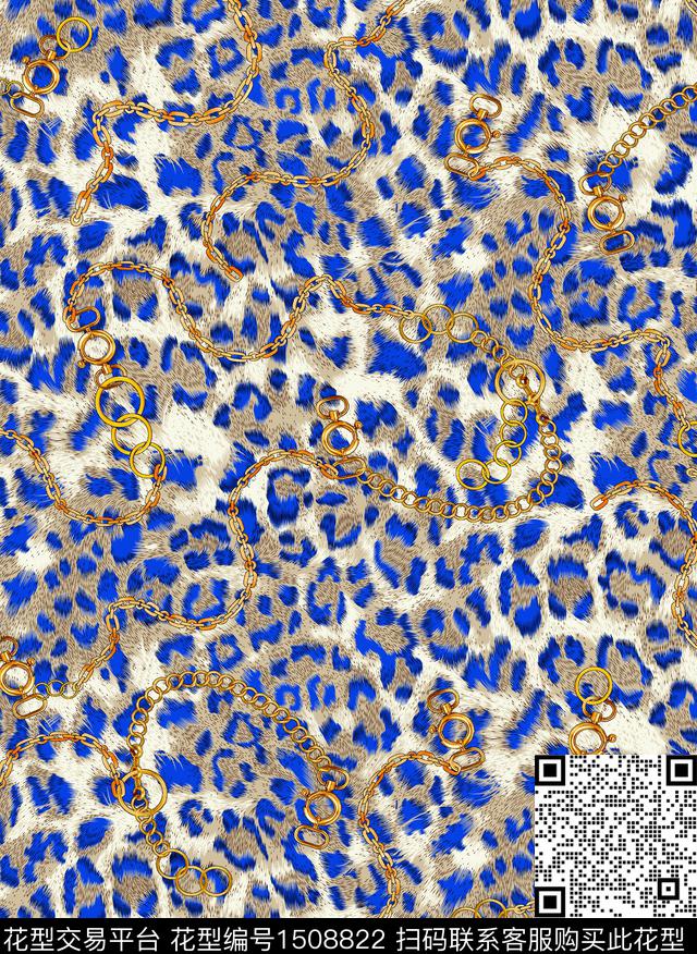 连衣裙豹纹链条数码印花华亿平台下载（图片编号: 1508822） - 瓦栏（Walan）