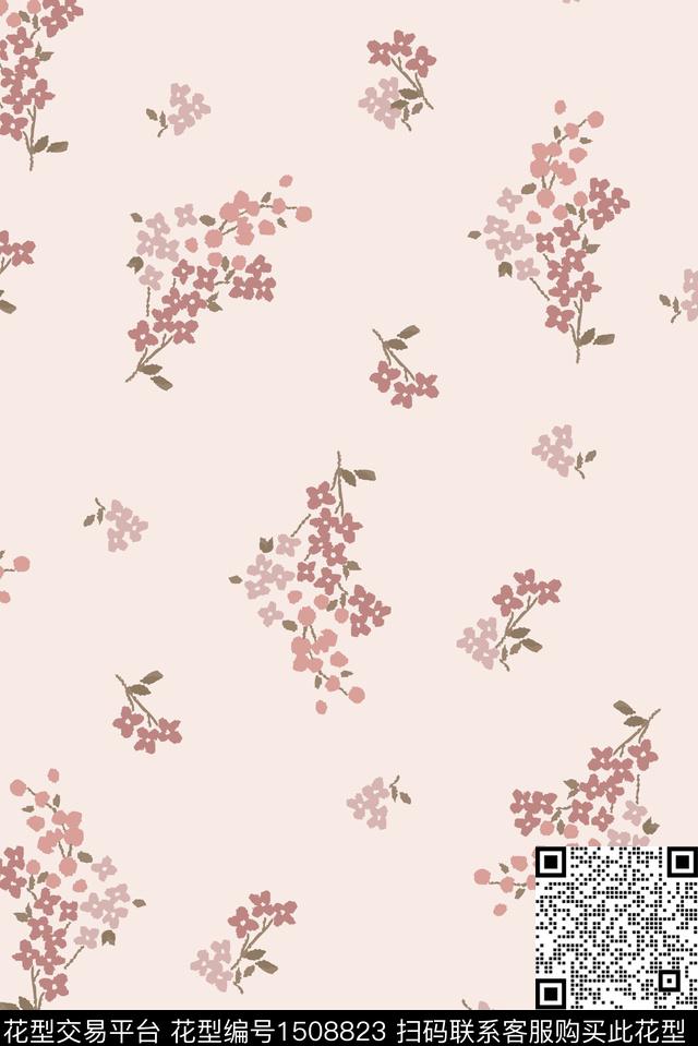 趋势华亿平台满天星花卉数码印花华亿平台下载（图片编号: 1508823） - 瓦栏（Walan）