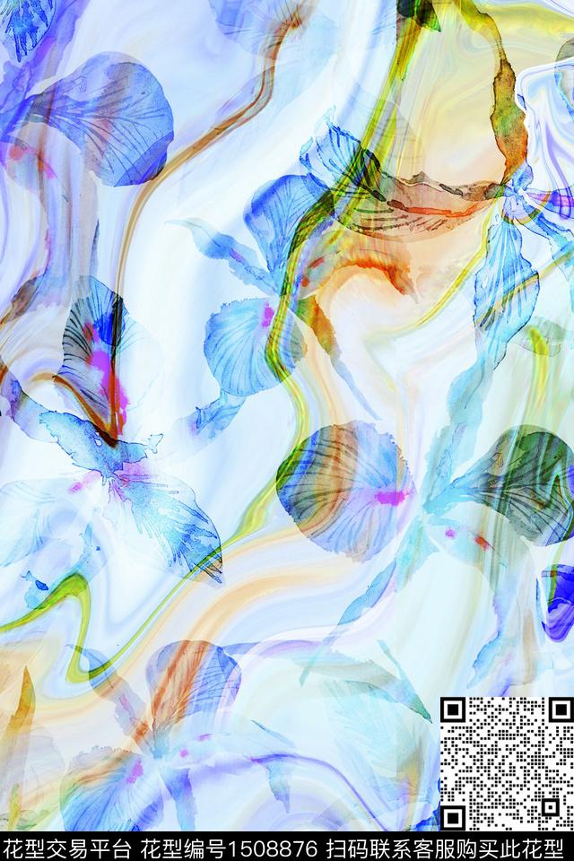 抽象真丝小碎花数码印花华亿平台下载（图片编号: 1508876） - 瓦栏（Walan）