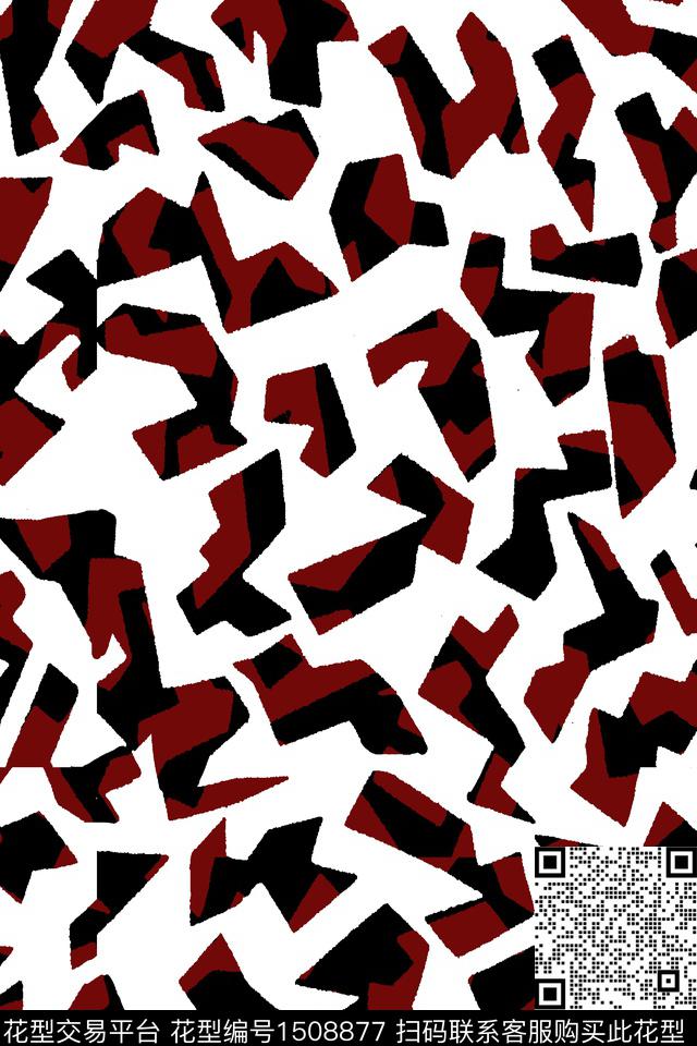 几何大牌风真丝数码印花华亿平台下载（图片编号: 1508877） - 瓦栏（Walan）