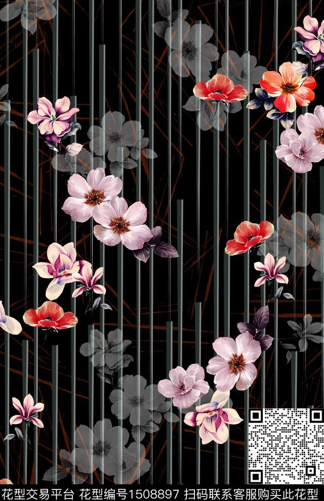 连衣裙女装花卉数码印花华亿平台下载（图片编号: 1508897） - 瓦栏（Walan）