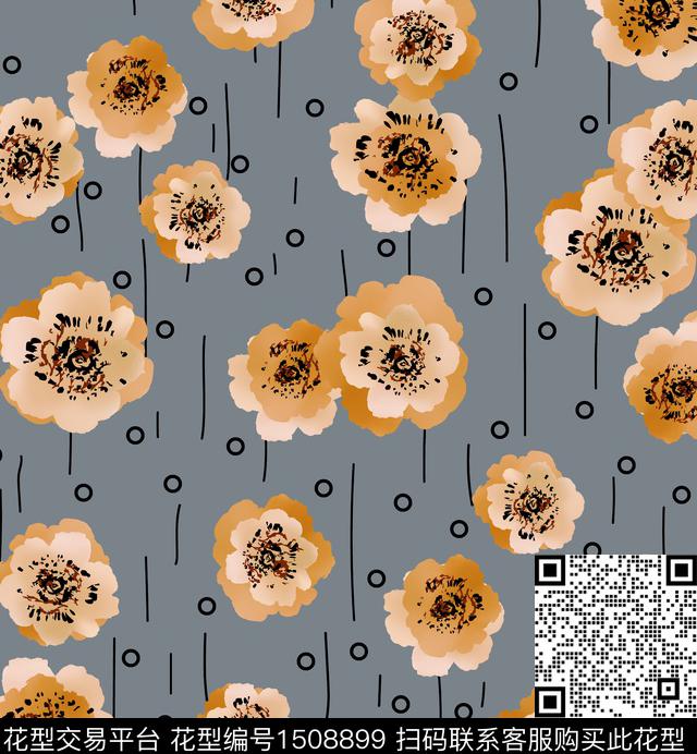 连衣裙女装花卉数码印花华亿平台下载（图片编号: 1508899） - 瓦栏（Walan）