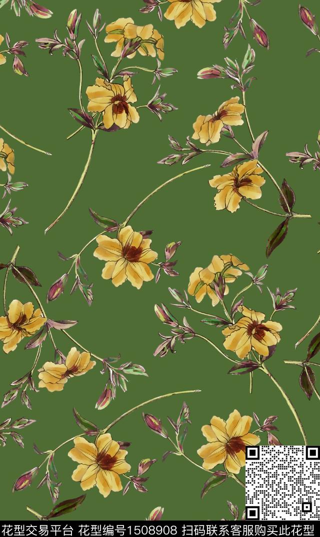 绿植树叶数码华亿平台花卉数码印花华亿平台下载（图片编号: 1508908） - 瓦栏（Walan）