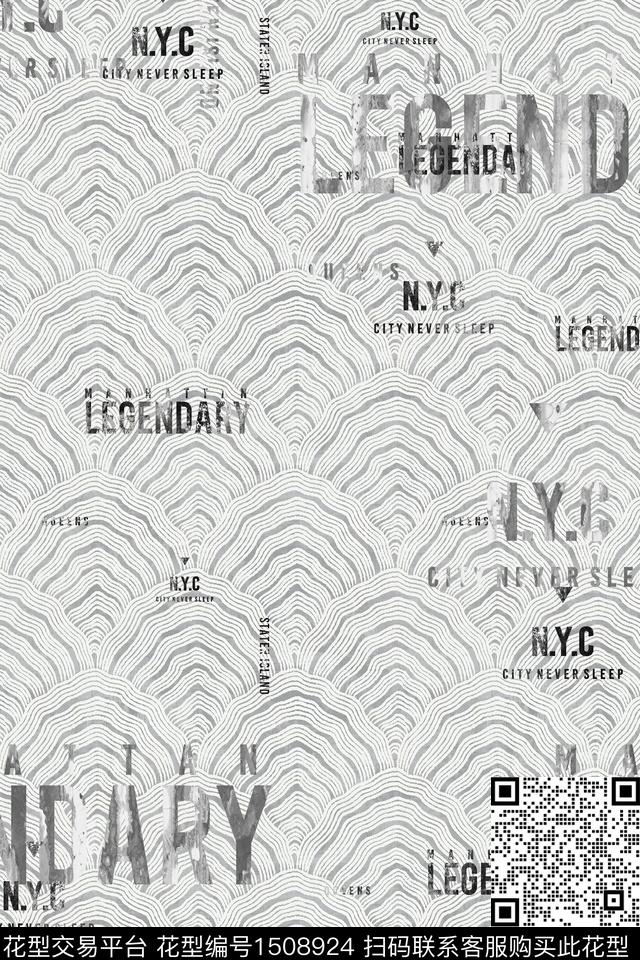 字母几何男装数码印花华亿平台下载（图片编号: 1508924） - 瓦栏（Walan）