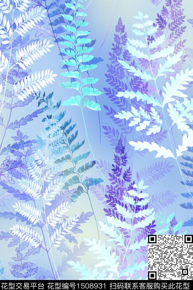 绿植树叶花卉大牌风数码印花华亿平台下载（图片编号: 1508931） - 瓦栏（Walan）