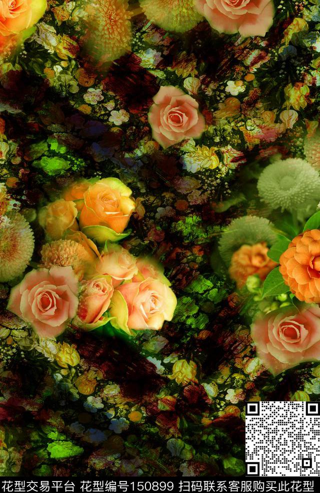 摄影写实花卉花朵肌理感数码印花华亿平台下载（图片编号: 150899） - 瓦栏（Walan）