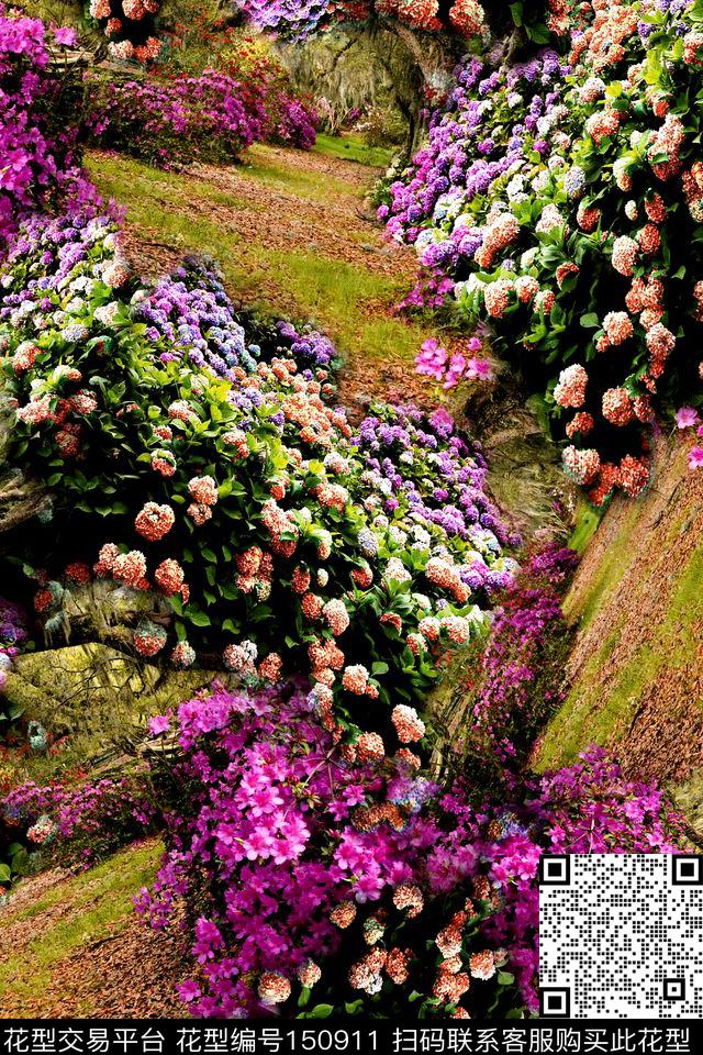 花海花的海洋数码印花华亿平台下载（图片编号: 150911） - 瓦栏（Walan）