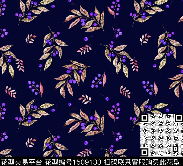 绿植树叶连衣裙春夏华亿平台数码印花华亿平台下载（图片编号: 1509133） - 瓦栏（Walan）