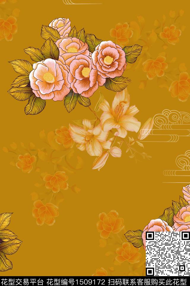 香云纱真丝中国风数码印花华亿平台下载（图片编号: 1509172） - 瓦栏（Walan）