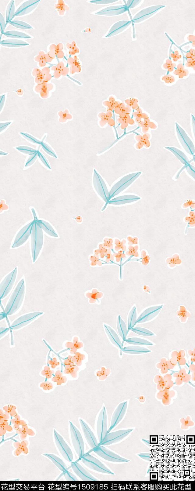 水彩绿植树叶年轻女性传统印花华亿平台下载（图片编号: 1509185） - 瓦栏（Walan）