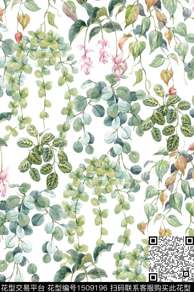 绿植树叶大牌风年轻女性数码印花华亿平台下载（图片编号: 1509196） - 瓦栏（Walan）