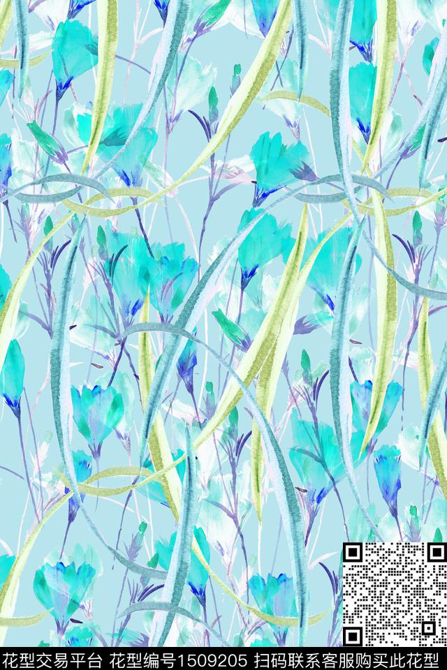 绿植树叶花卉大牌风数码印花华亿平台下载（图片编号: 1509205） - 瓦栏（Walan）