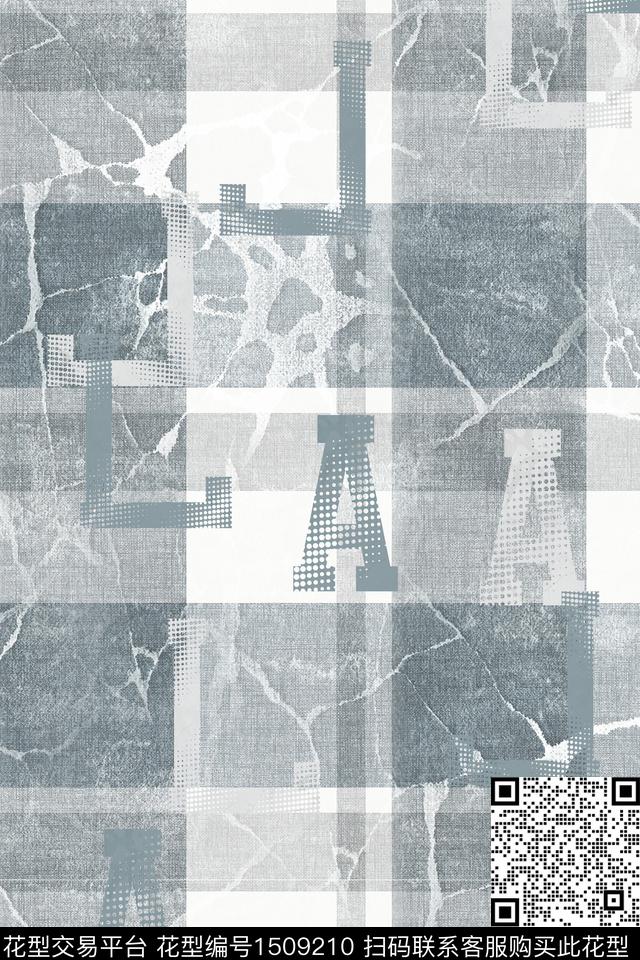 字母几何格子数码印花华亿平台下载（图片编号: 1509210） - 瓦栏（Walan）