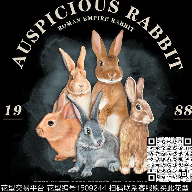 潮牌兔子胸前独幅数码印花华亿平台下载（图片编号: 1509244） - 瓦栏（Walan）
