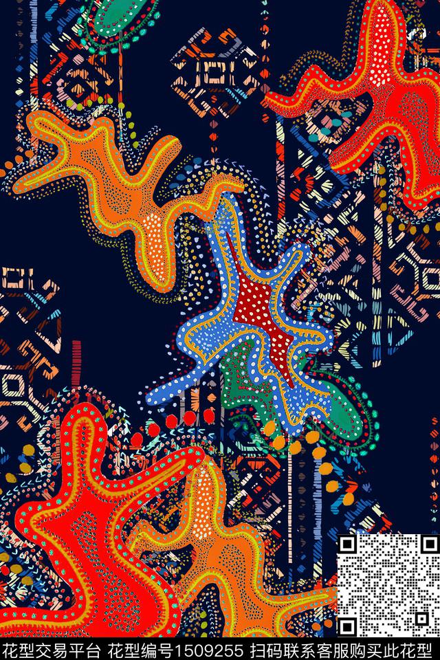 抽象趣味大牌风数码印花华亿平台下载（图片编号: 1509255） - 瓦栏（Walan）