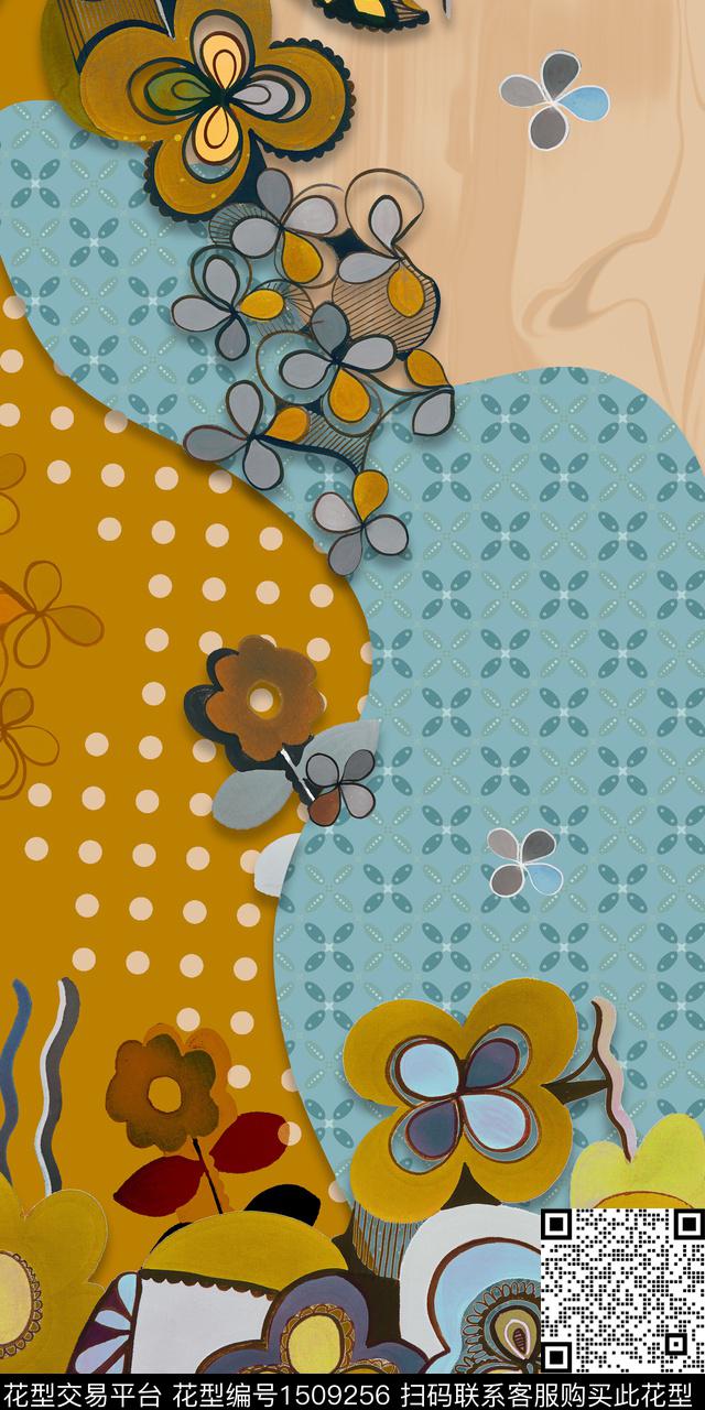 花卉波点肌理数码印花华亿平台下载（图片编号: 1509256） - 瓦栏（Walan）