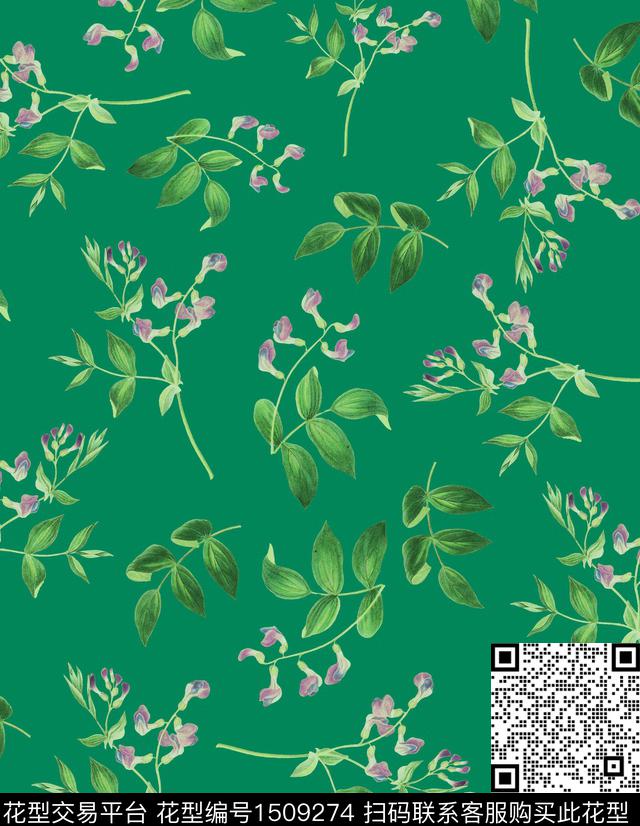 绿植树叶数码华亿平台花卉数码印花华亿平台下载（图片编号: 1509274） - 瓦栏（Walan）