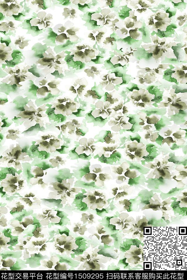 花卉小清新真丝数码印花华亿平台下载（图片编号: 1509295） - 瓦栏（Walan）