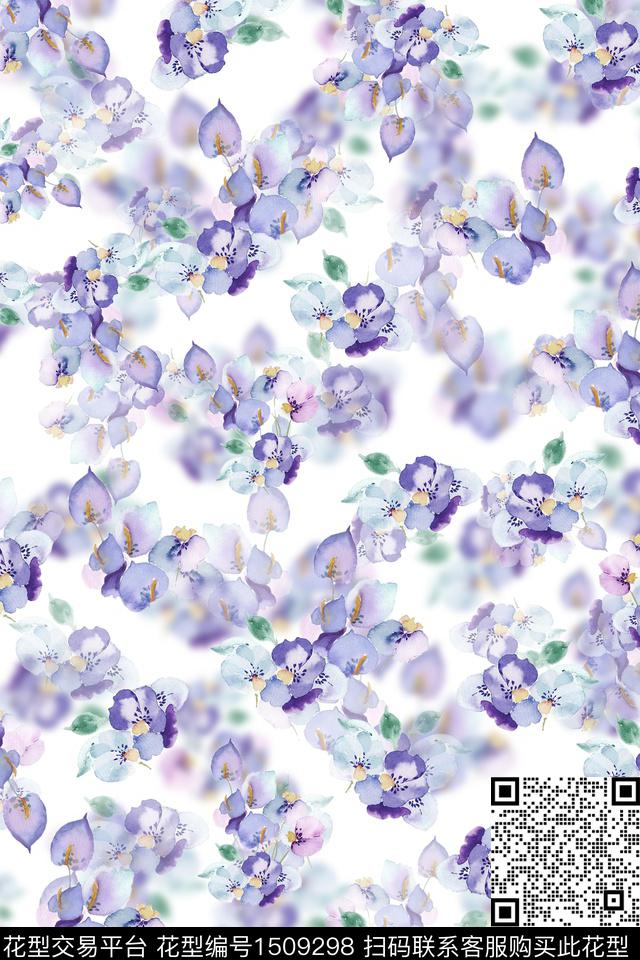 小清新真丝小碎花数码印花华亿平台下载（图片编号: 1509298） - 瓦栏（Walan）