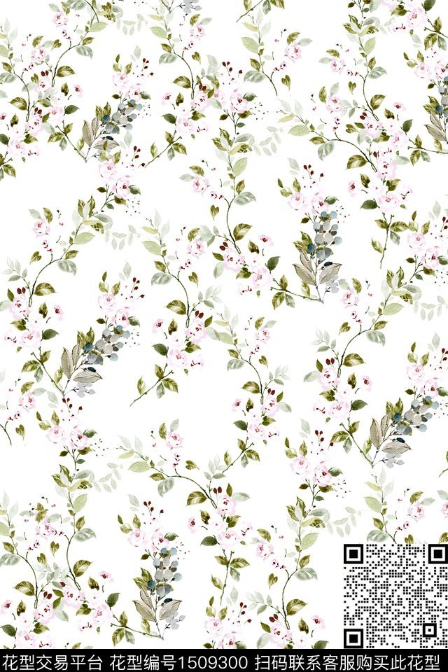 花卉小清新真丝数码印花华亿平台下载（图片编号: 1509300） - 瓦栏（Walan）