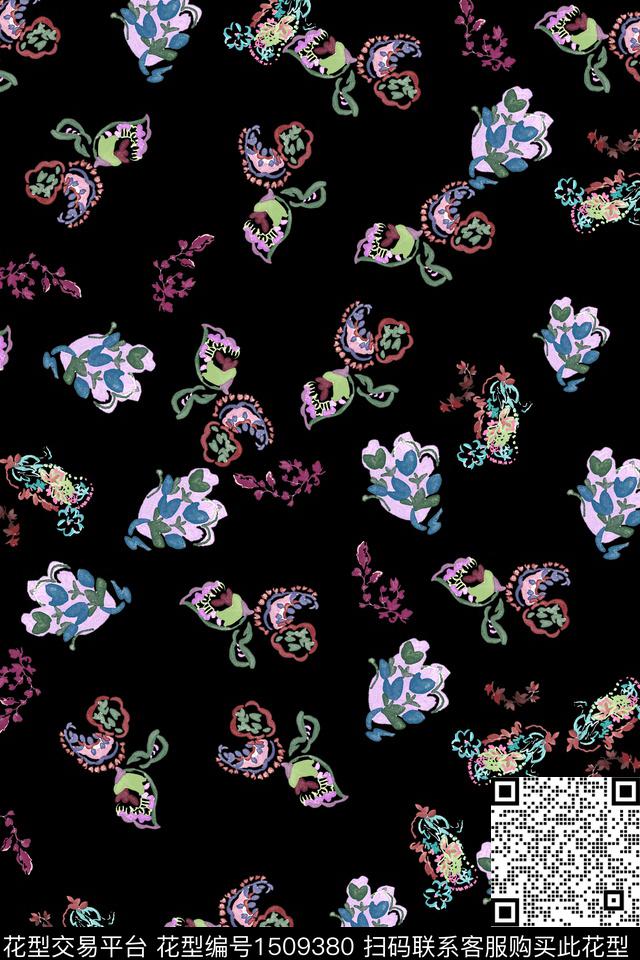 佩斯利大牌风真丝数码印花华亿平台下载（图片编号: 1509380） - 瓦栏（Walan）