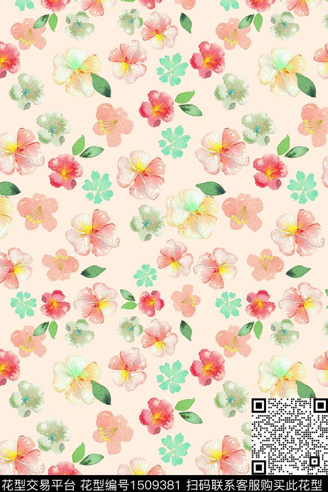 花卉小清新真丝数码印花华亿平台下载（图片编号: 1509381） - 瓦栏（Walan）