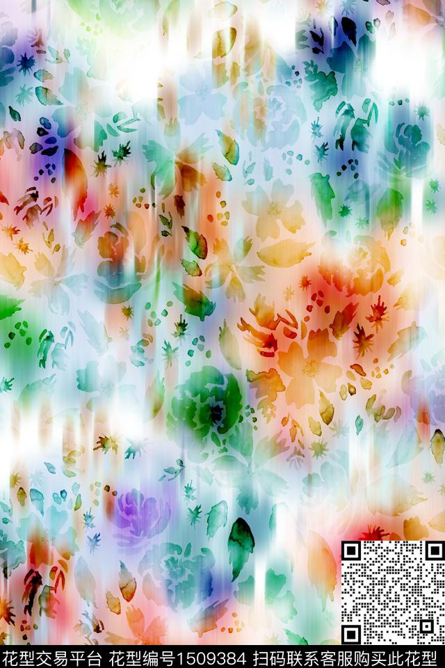 抽象小清新真丝数码印花华亿平台下载（图片编号: 1509384） - 瓦栏（Walan）