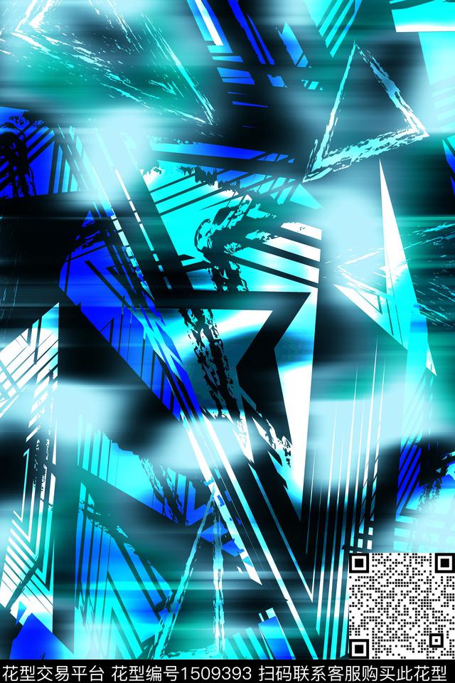 男装大牌风抽象数码印花华亿平台下载（图片编号: 1509393） - 瓦栏（Walan）