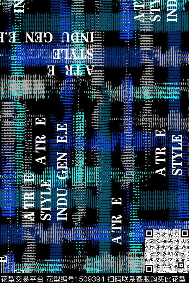 字母男装抽象数码印花华亿平台下载（图片编号: 1509394） - 瓦栏（Walan）