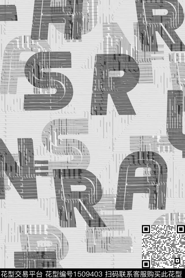 字母男装大牌风数码印花华亿平台下载（图片编号: 1509403） - 瓦栏（Walan）