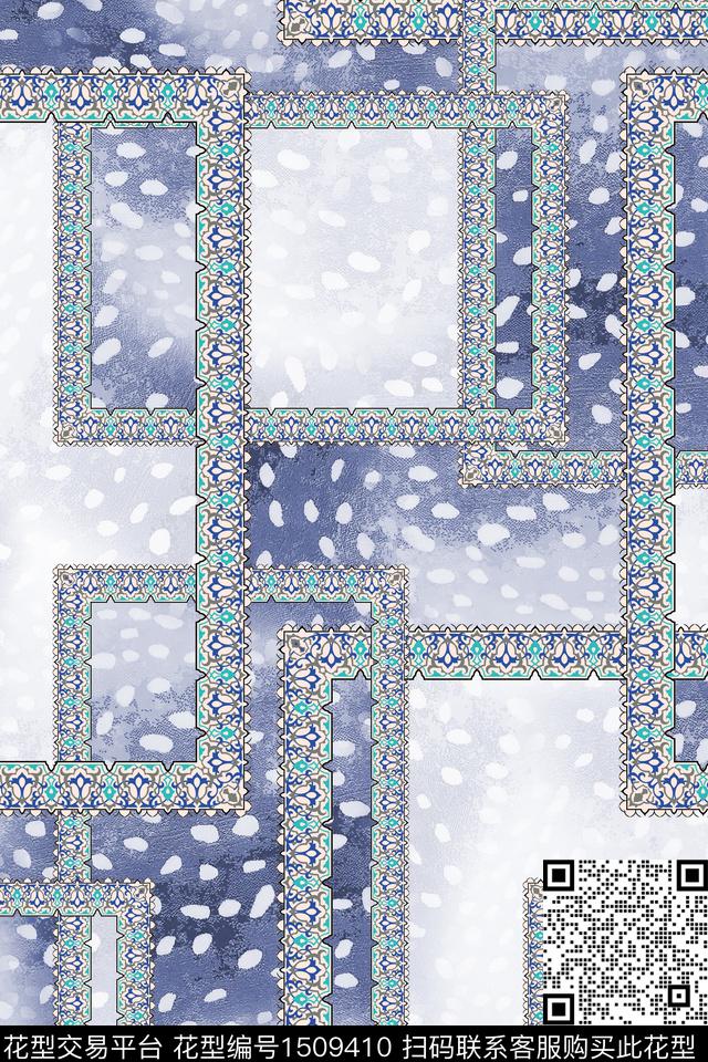 几何民族风大牌风数码印花华亿平台下载（图片编号: 1509410） - 瓦栏（Walan）