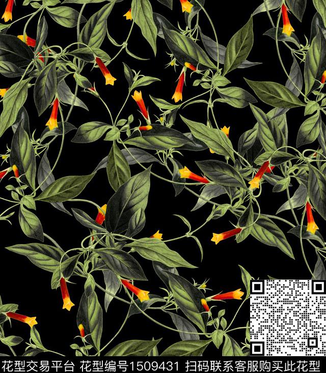 数码华亿平台男装花卉数码印花华亿平台下载（图片编号: 1509431） - 瓦栏（Walan）