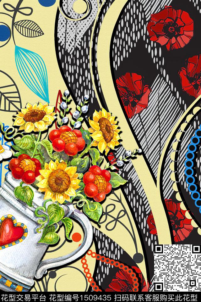 绿植树叶女装定位花花卉数码印花华亿平台下载（图片编号: 1509435） - 瓦栏（Walan）
