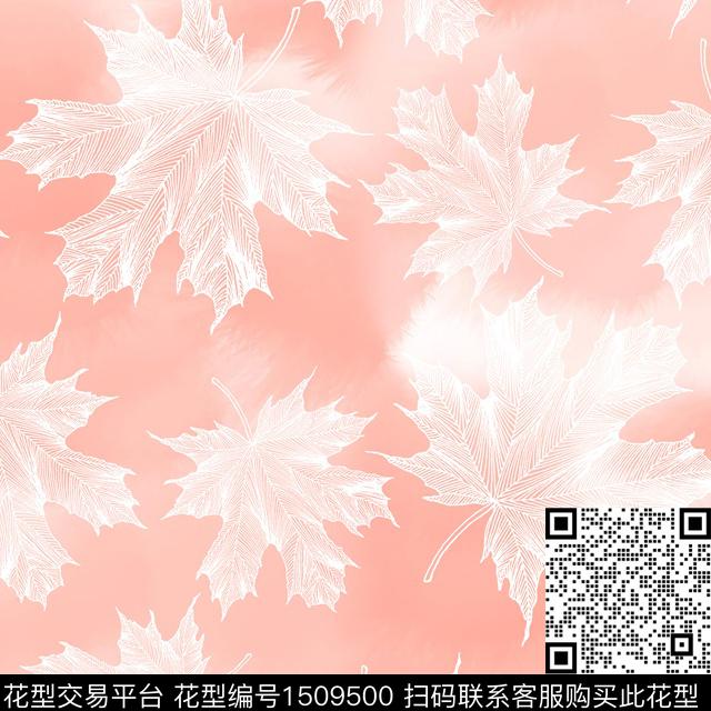 渐变枫叶数码印花华亿平台下载（图片编号: 1509500） - 瓦栏（Walan）