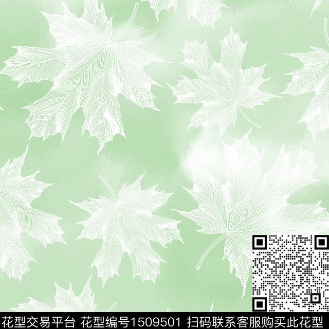 渐变枫叶牡丹数码印花华亿平台下载（图片编号: 1509501） - 瓦栏（Walan）