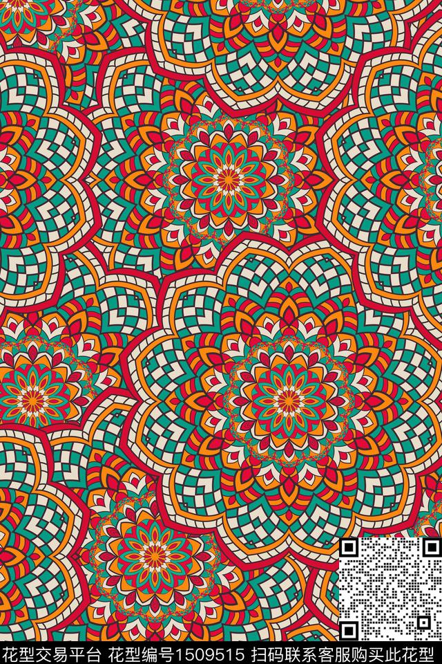 女装民族风条纹数码印花华亿平台下载（图片编号: 1509515） - 瓦栏（Walan）