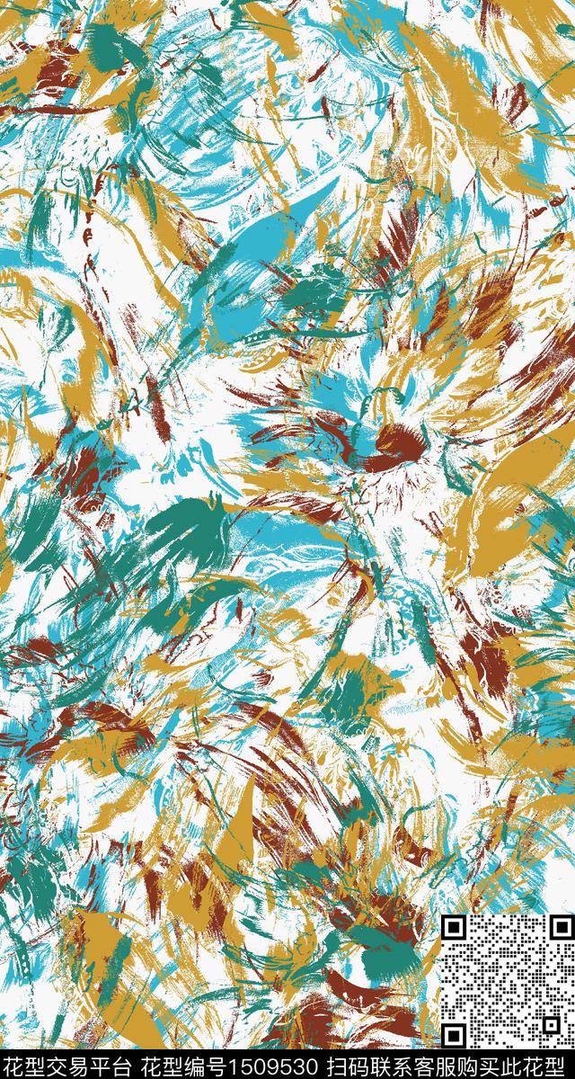 抽象小清新真丝数码印花华亿平台下载（图片编号: 1509530） - 瓦栏（Walan）