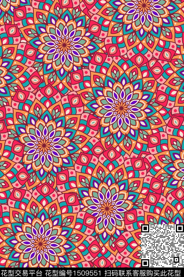 女装民族风条纹数码印花华亿平台下载（图片编号: 1509551） - 瓦栏（Walan）