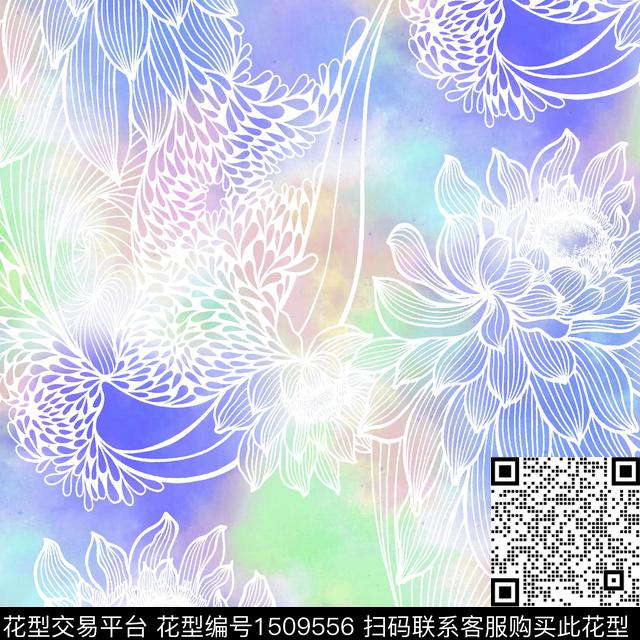 渐变线条百合数码印花华亿平台下载（图片编号: 1509556） - 瓦栏（Walan）