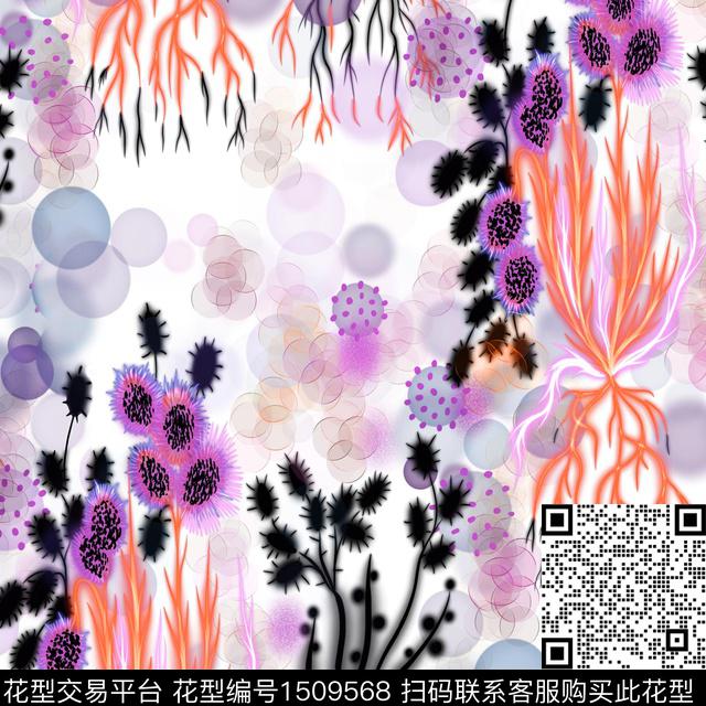 少女抽象花草2023数码印花华亿平台下载（图片编号: 1509568） - 瓦栏（Walan）