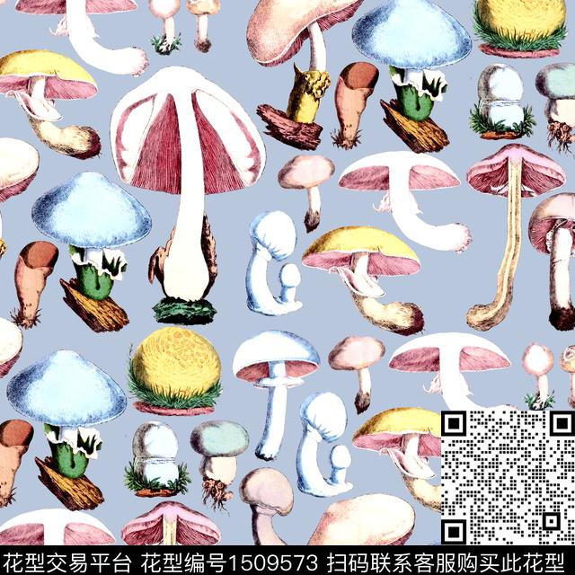 蘑菇复古淡雅风数码印花华亿平台下载（图片编号: 1509573） - 瓦栏（Walan）