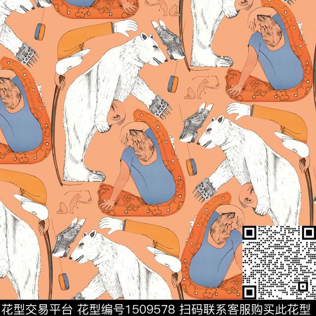 趣味熊年轻女性数码印花华亿平台下载（图片编号: 1509578） - 瓦栏（Walan）