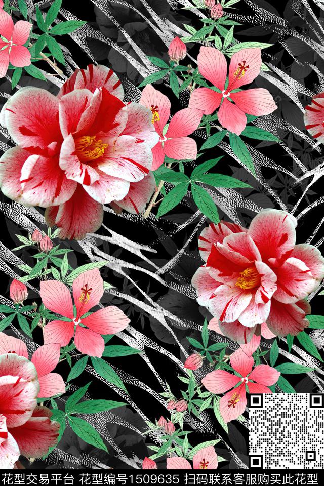 香云纱旗袍国画数码印花华亿平台下载（图片编号: 1509635） - 瓦栏（Walan）