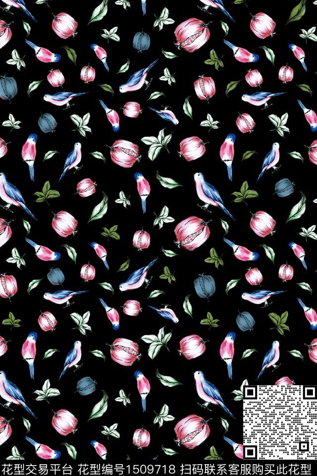 鸟花卉大牌风数码印花华亿平台下载（图片编号: 1509718） - 瓦栏（Walan）