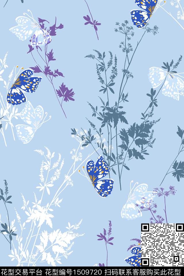 花卉大牌风真丝数码印花华亿平台下载（图片编号: 1509720） - 瓦栏（Walan）