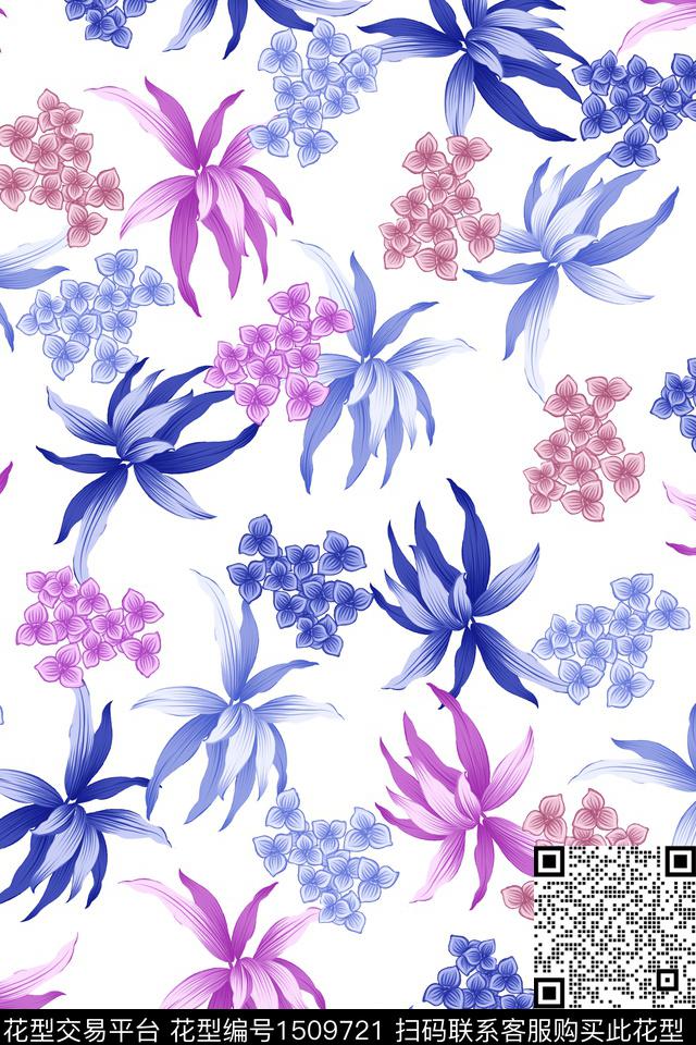 抽象花卉花卉大牌风数码印花华亿平台下载（图片编号: 1509721） - 瓦栏（Walan）