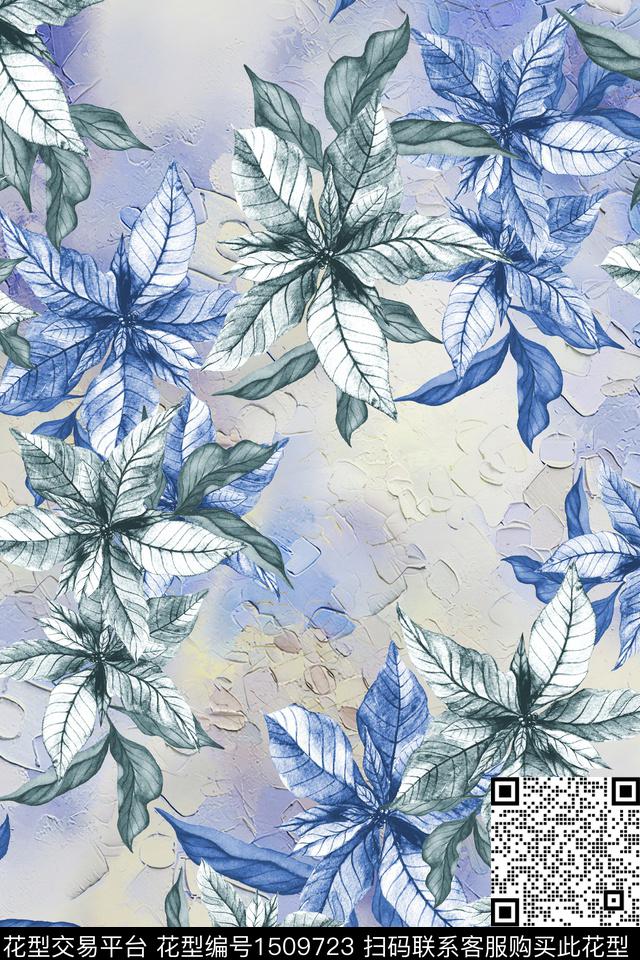 肌理花卉大牌风数码印花华亿平台下载（图片编号: 1509723） - 瓦栏（Walan）