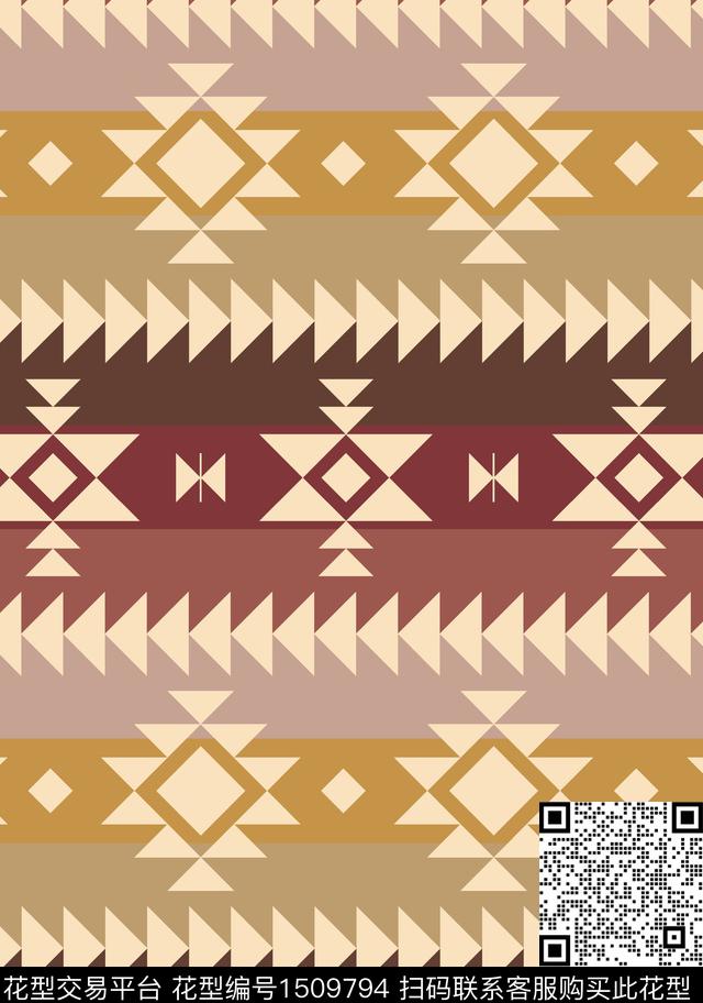 民族风波西米亚国外数码印花华亿平台下载（图片编号: 1509794） - 瓦栏（Walan）