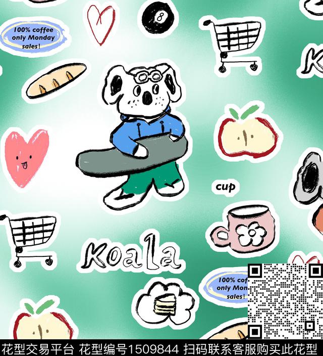 渐变趣味萌宠数码印花华亿平台下载（图片编号: 1509844） - 瓦栏（Walan）